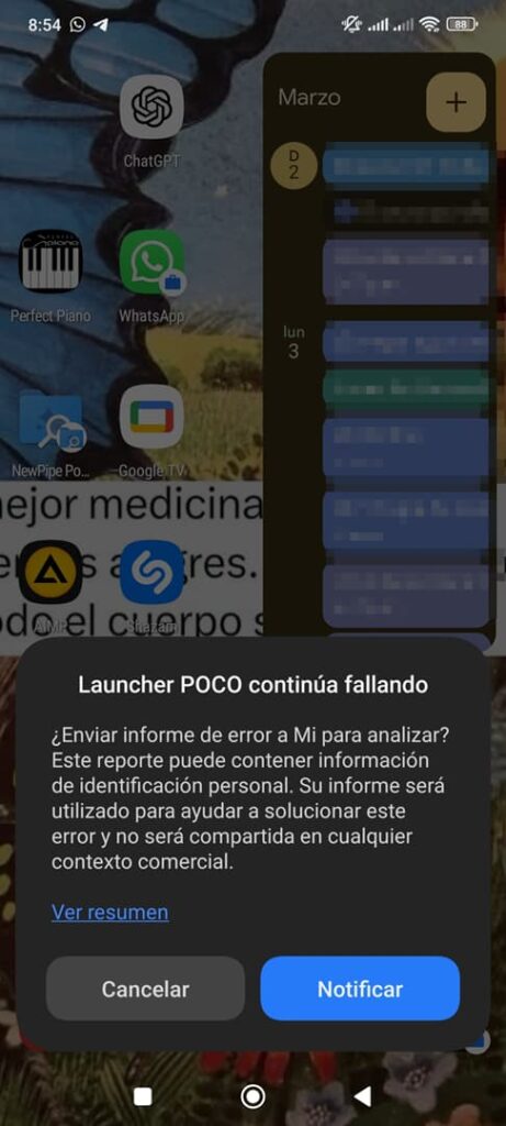 Launcher Poco continua fallando