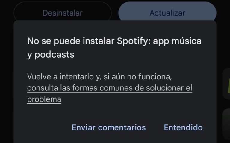 no se puede instalar spotify